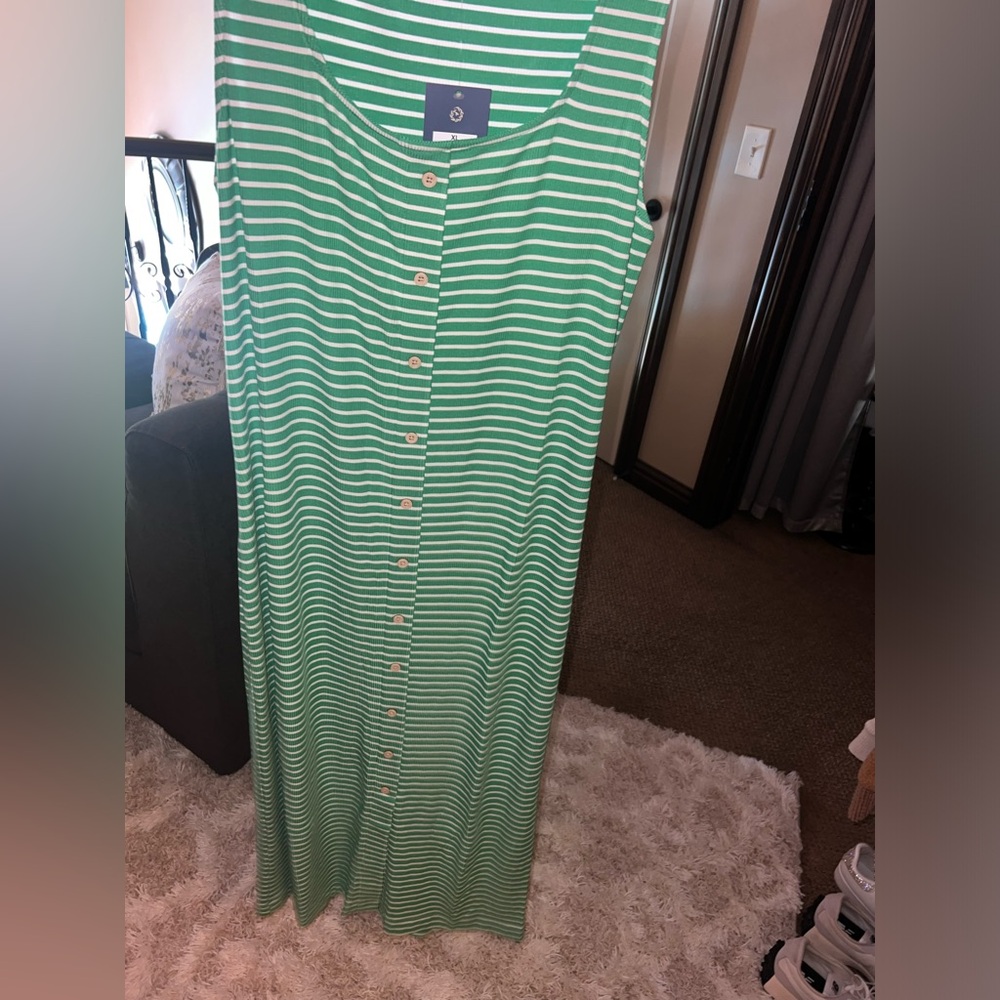 NWT Button Down Green and White Striped Midi Sundress from Target
